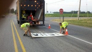 Traffic painting crew