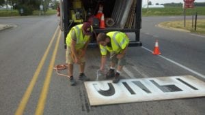 Traffic marking crew