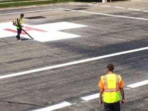 Helicopter landing zone by Advanced Pavement Marking