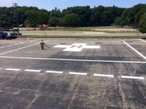 Helicopter landing pad by Advanced Pavement Marking